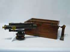 B Cooke & Son japanned metal & brass surveyors level in mahogany case Condition Report