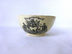 Adams Ware commemorative bowl, decorated with the American ship 'Caroline','The Shipwrights Arms',