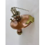 20th century brass & copper ships mouthpiece, hinged cover with chromed metal whistle stopper,