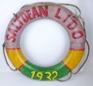 Lifebuoy Lifebelt, painted in colours 'Saltdean Lido 1932',