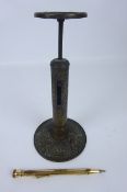 19th Century bronzed candlestick postal scale to weigh ounces and pence,