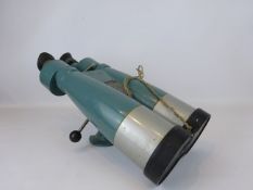 Fuji Meibo 15 x 80 ships binoculars No.1606, on adjustable bracket with rubber lens covers, L19cm.
