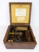 Richards Patent Steam-Engine Indicator, on hinged base with fittings in mahogany case,