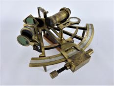 20th century brass sextant the graduated arc with silvered scale engraved Henry Barrow & Co.