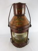 Copper 'Not Under Command' ships lantern with brass fittings & plaques 'British Aventure' &