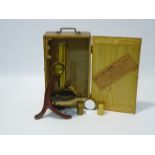 Early 20th century brass monocular microscope with rack & pinion focus, stamped J Lizars,