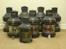 Set of 20th century black painted anodised ships Navigation lights by Meteorite comprising Port &