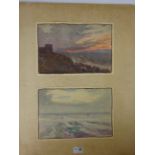 Ernest Dade View over Scarborough, and a Seascape with boats, watercolour, each 21cm x 31cm,