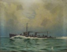 British World War I Destroyer - Naval Ships Portrait,