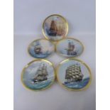 Set of five 'The Great Ships of The Golden Age of Sail' Royal Society of Marine Artists collectors