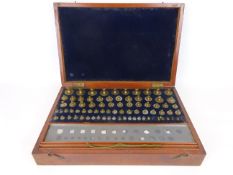 Set of early 20th century Brass precision weights 641/2 Drams - 10 Grns with white metal weights