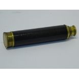 20th century brass & leather three draw pocket telescope, engraved 'Falcon 22X,