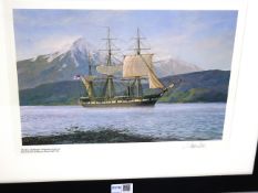 'HMS Challenger Dropping Anchor at Royal Sound Kerguelen Island 1872-76',