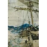 'The Rising Wind', colour print after Montague Dawson (British (1890-1973) 89cm x 59cm.