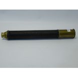 19th century brass & leather single draw telescope, with end cap, L82cm max.