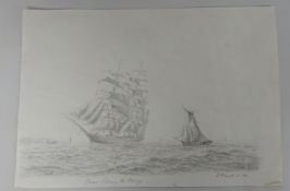 'Clipper Entering the Mersey' pencil sketch signed and dated by Shane M Couch 26.1.