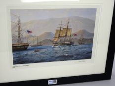 'HMS Beagle Arriving at the Galapagos Island' limited edition colour print after Steven Dews