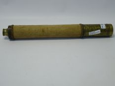 Early 20th century brass & canvas single draw telescope, with rope detail, L91cm max.
