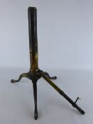 Early 19th century brass telescope stand with adjustable support and three folding cabriole legs,