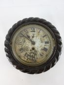 Ships Aneroid barometer in rope twist carved oak frame with painted detail, D28cm.