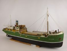 Scale model of the steam cargo vessel 'Sea Force' on fixed base,