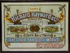 Richard Hayward & Co Coker Sailcloth Works Crewkerne, advertising poster 50cm x 68cm.