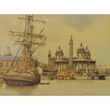 Princess Dock Hull, hand finished print signed by Roger Davies 22.5cm x 30.