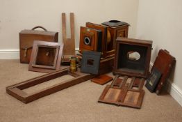 Large early 20th century mahogany & brass magic lantern type projector by Sinclair London on a