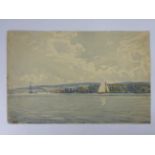 Ernest Dade, Sailing Vessel and a Yacht off Brownsea Island, watercolour, signed, 28cm x 43cm.