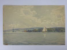 Ernest Dade, Sailing Vessel and a Yacht off Brownsea Island, watercolour, signed, 28cm x 43cm.