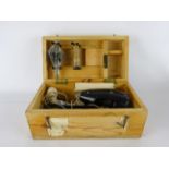 Walker's MK III A Knotmaster log, with oil can & instructions in fitted pine box, L31cm.