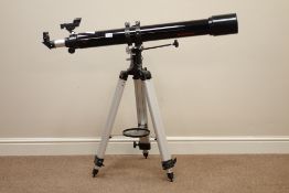 Celestron Firstscope 90 EQ celestial telescope with K20 eyepiece, on tripod stand,