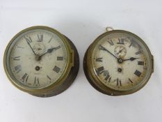 Sestrel brass cased ships bulk head clock and another both with Roman dials and subsidiary seconds,