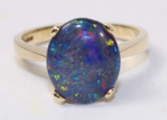 Blue opal gold ring hallmarked 9ct Condition Report <a href='//www.