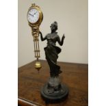 Junghans style spelter figure mystery clock,