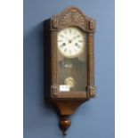 Early 20th century oak wall hanging clock,