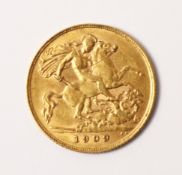 1909 half gold sovereign Condition Report <a href='//www.davidduggleby.