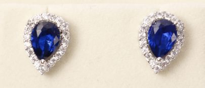 Pair blue spinel dress ear-rings stamped 925 Condition Report <a href='//www.