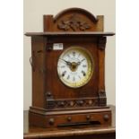 Late 19th century Aesthetic movement oak cased mantel clock,