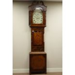Early 19th century oak and mahogany cased longcase clock, with geometric inlay,