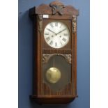 Early 20th century oak cased wall hanging clock,