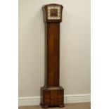 1930s oak grandmother clock, triple train movement with Westminster chime,