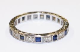Diamond and sapphire eternity ring stamped 18ct Condition Report <a href='//www.