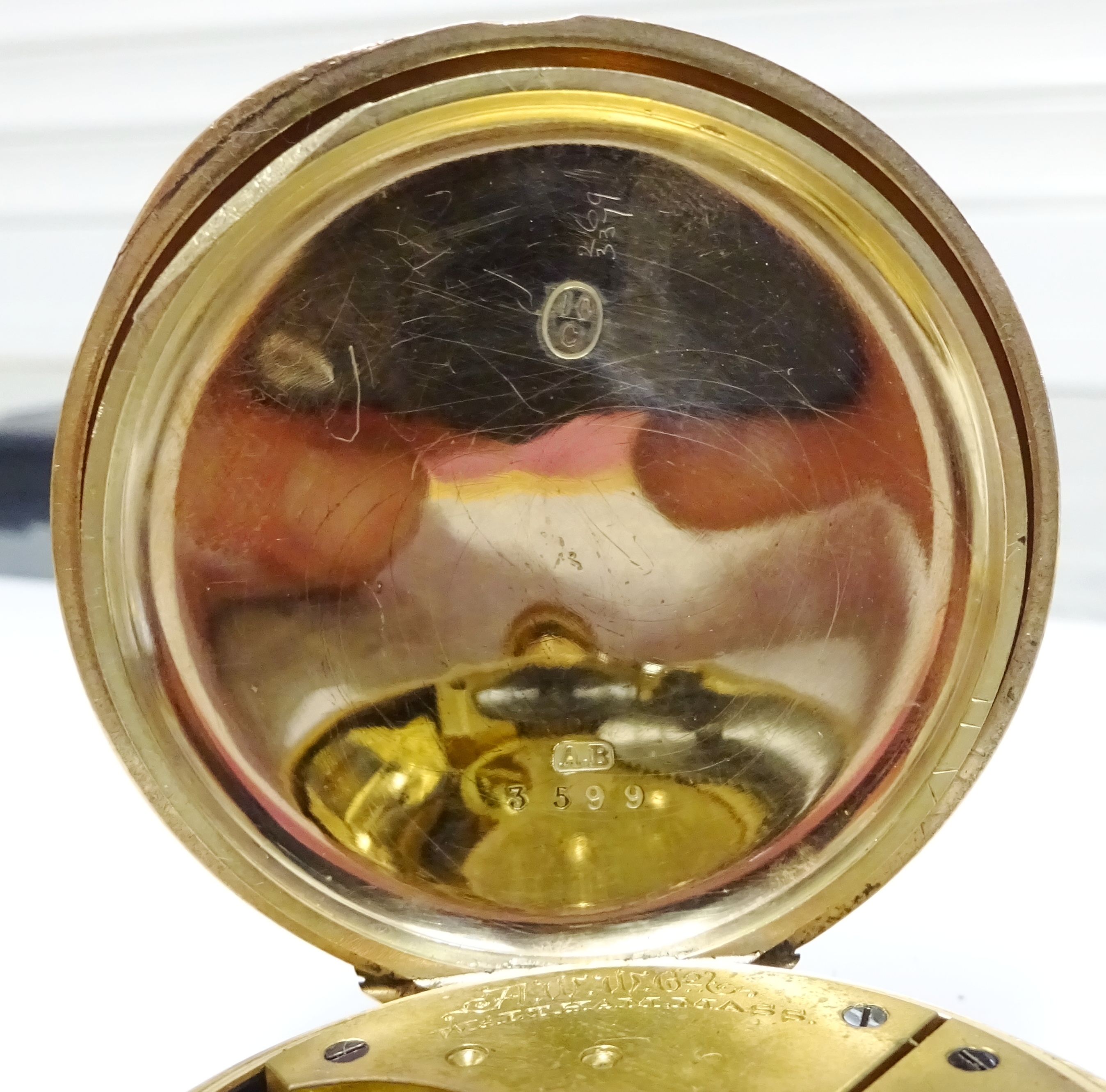 Edwardian gold presentation pocket watch 1901 by Waltham Mass no 7386499 stamped 10c approx 87gm - Image 4 of 4