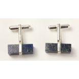 Pair lazuli cuff-links stamped 925 Condition Report <a href='//www.