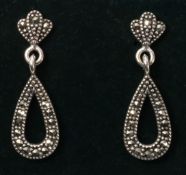 Pair of marcasite drop ear-rings stamped 925 Condition Report <a href='//www.