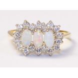 Three stone opal cluster ring hallmarked 9ct Condition Report <a href='//www.