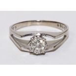 Single stone diamond white gold ring stamped 18k Condition Report <a