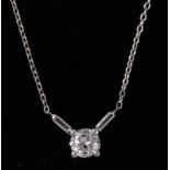 Round brilliant cut diamond pendant necklace stamped 750 Condition Report <a