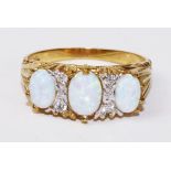 Three stone opal gold-plated ring Condition Report <a href='//www.davidduggleby.